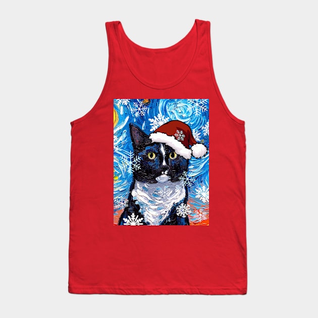 Tuxedo Cat Santa Tank Top by sagittariusgallery